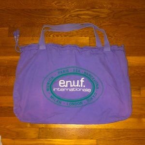 Vintage 80s 90s ENUF E.N.U.F. International Large Drawstring Heavy Duty Tote Bag
